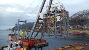 Aker Wayfarer SESV modification project - Load-out, transport and installation of 420ton Tower and 260ton Winch, 2016